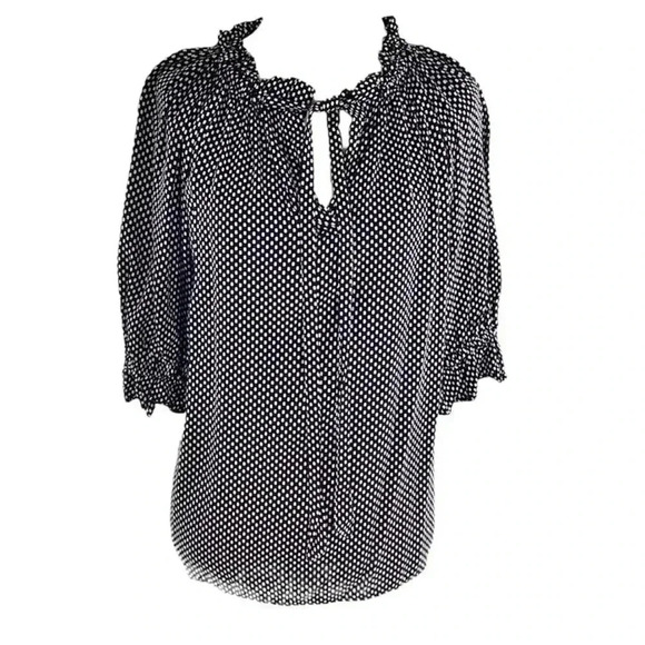 Who What Wear Ruffled Black & White Blouse Top - Picture 1 of 6